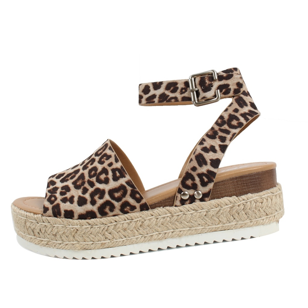 Oat Cheetah Open Toe Halter Ankle Strap Espadrille - Picture 2 of 5